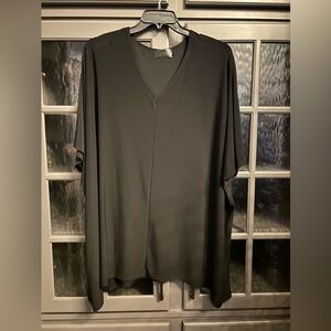 Sympli Black V-Neck Short Sleeve Oversized Tunic
